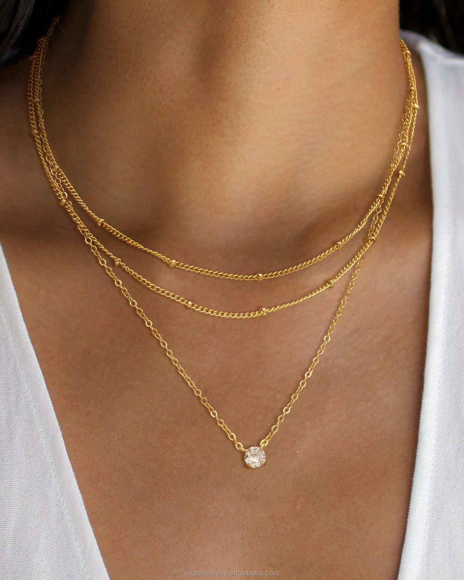 Layered Gold Necklace Set styled
