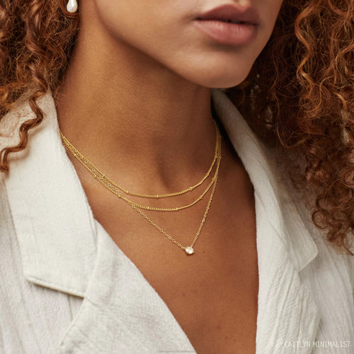 Layered Gold Necklace Set worn