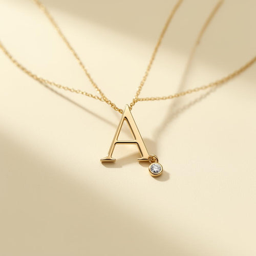 Birthstone Initial Necklace